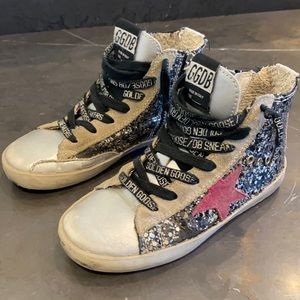 Girls golden goose Francy glitter and leather sneakers